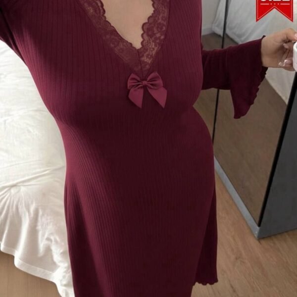 Elegant Ribbed Pastel Nightgown