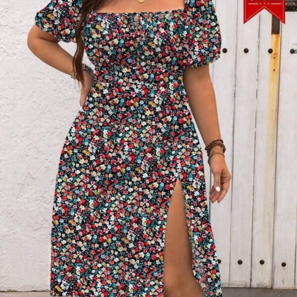 Elevate your summer wardrobe with this charming Floral Print Midi Dress