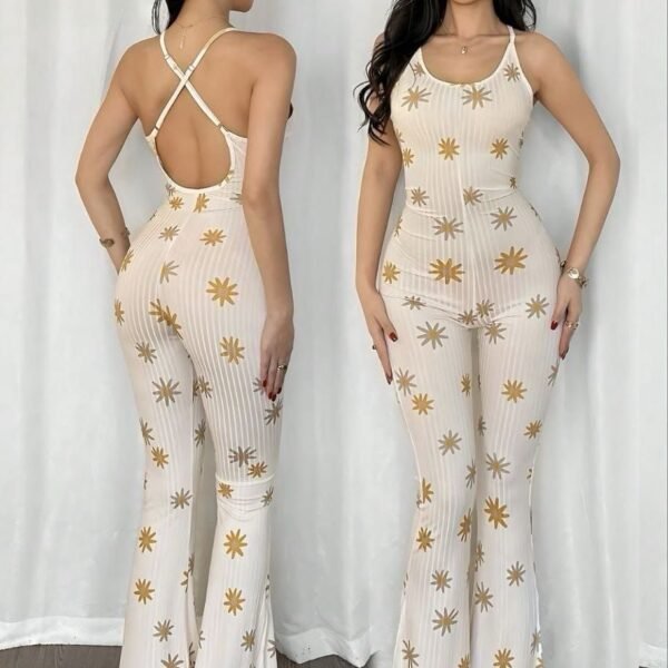 stunning cream ribbed jumpsuit