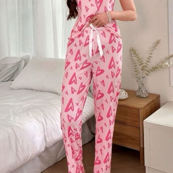 Sweetheart Ribbed Pajama Set – Light Pink