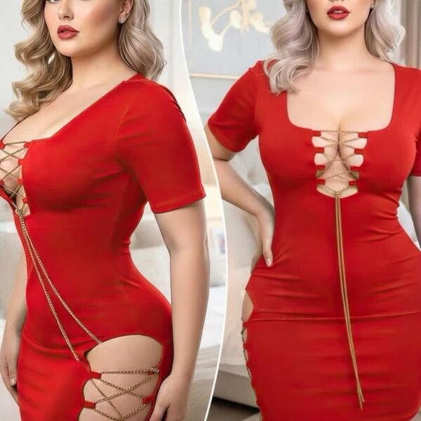 Chain Reaction Lace-Up Mini Dress
