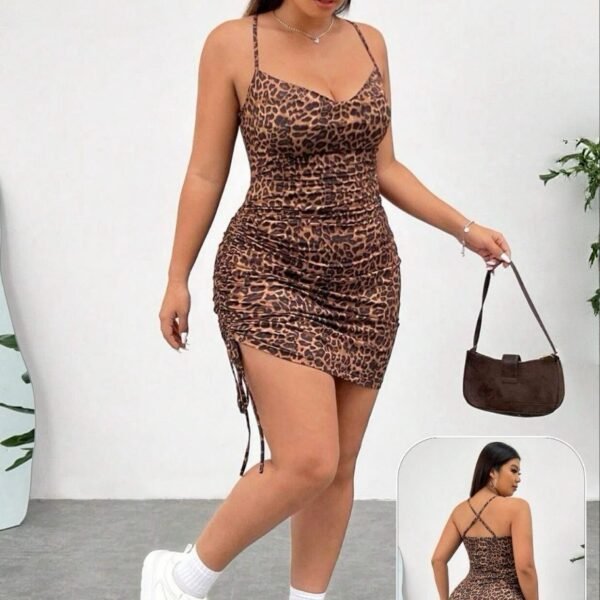 Leopard Print Ruched Mini Dress