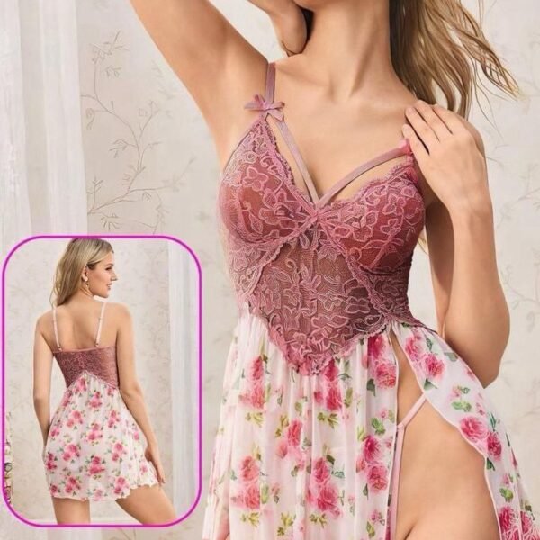 Romantic Floral Lace Babydoll Set