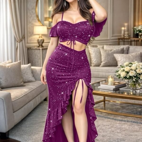 Midnight Starlight Ruched Two-Piece Set