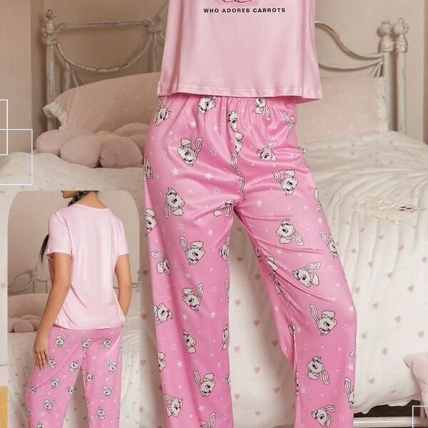 Cute Bunny Print Pajama Set