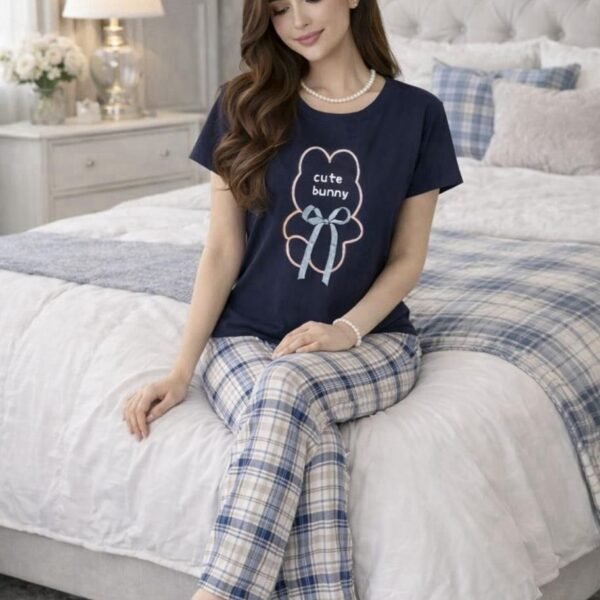 Women's "Cute Bunny" Plaid Pajama Set