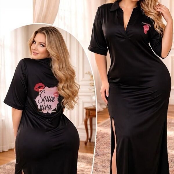 Elegant Souvenira Long Satin Nightdress