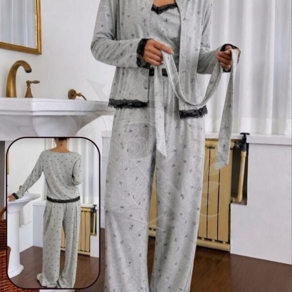 Elegant 4-Piece Grey Loungewear Set
