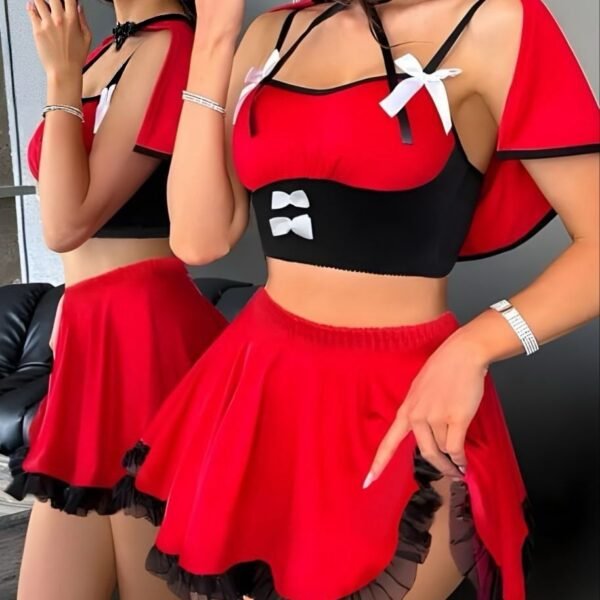 Enchanting Red & Black "Snow White" Inspired Lingerie Set