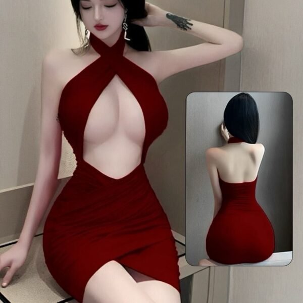 Criss-Cross Halter Bodycon Mini Dress
