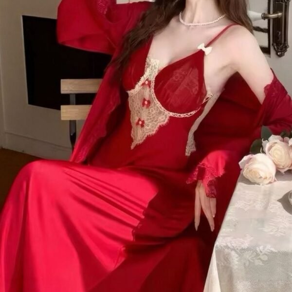 Elegant Vintage-Inspired 2-Piece Satin Nightwear Set