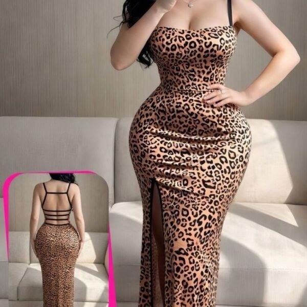 elegant leopard-print maxi dress