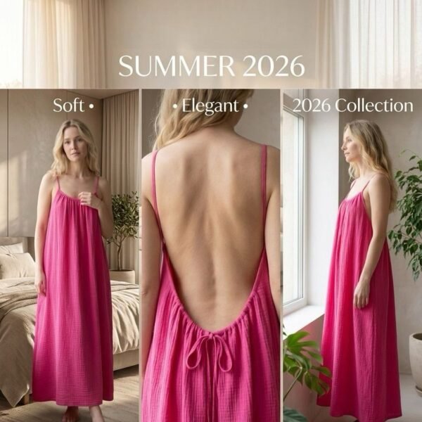 Backless Gauze Maxi Dress
