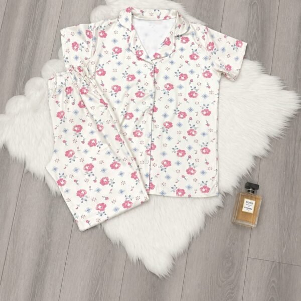 Vintage Blossom Two-Piece Button-Down Pajama Set