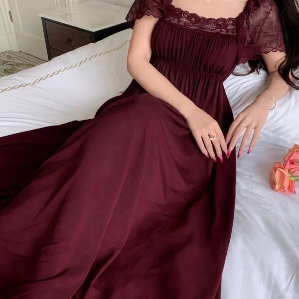Vintage Princess Lace Trim Maxi Nightgown