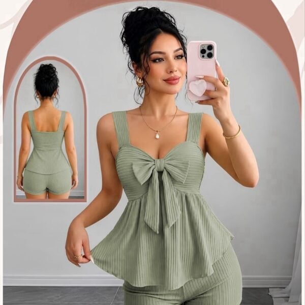 Elevate your loungewear collection with this stunning 2-Piece Ribbed Short Set.