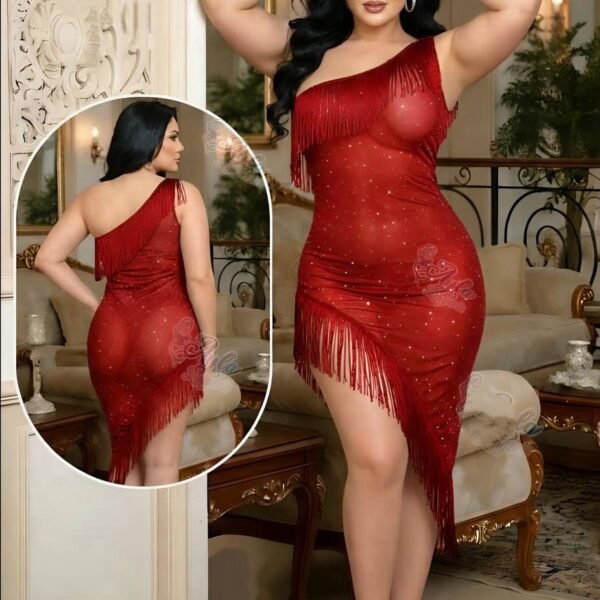 Elegant One-Shoulder Fringe Lingerie Dress