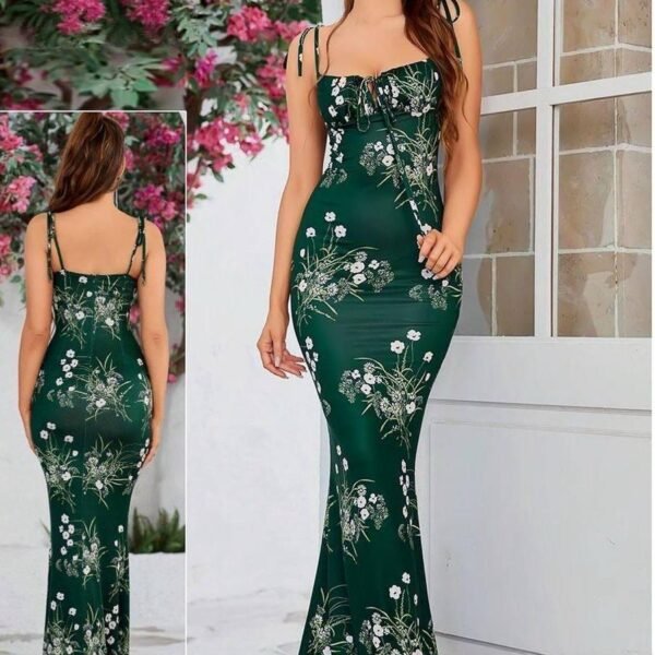Floral Print Tie-Strap Maxi Dress
