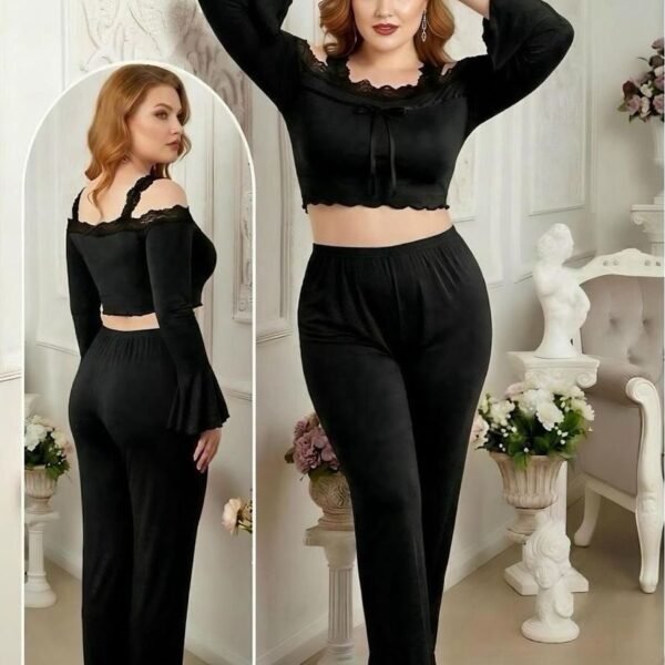 Elegant 2-Piece Off-Shoulder Loungewear & Sleepwear Set