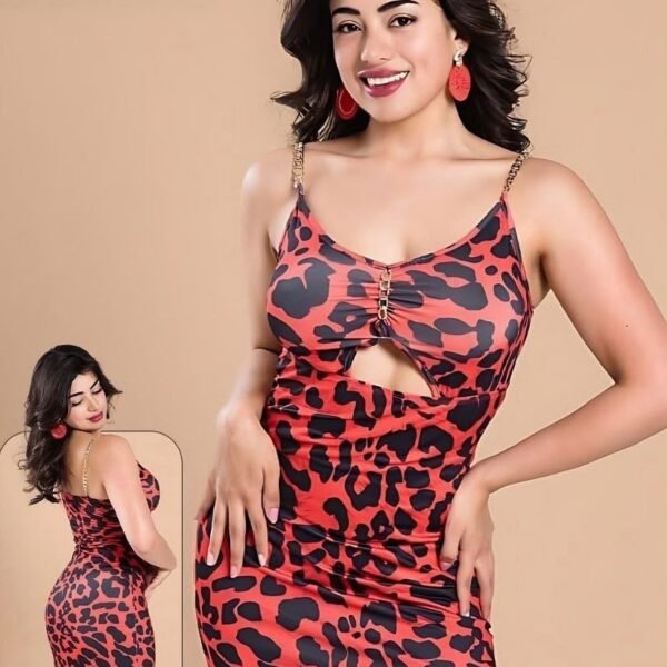 Bold & Seductive Red Leopard Print Maxi Dress