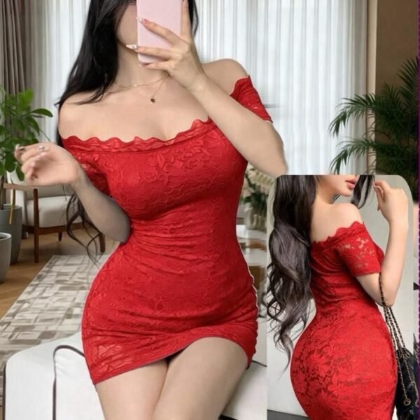 Elegant Off-Shoulder Floral Lace Mini Dress