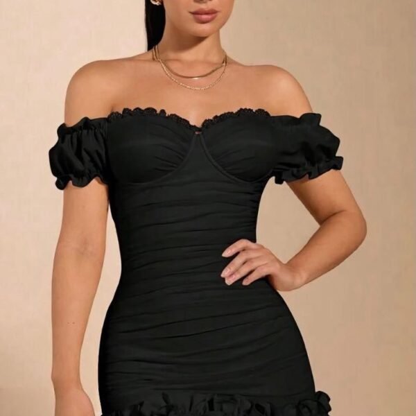 Elegant Off-The-Shoulder Ruched Mini Dress