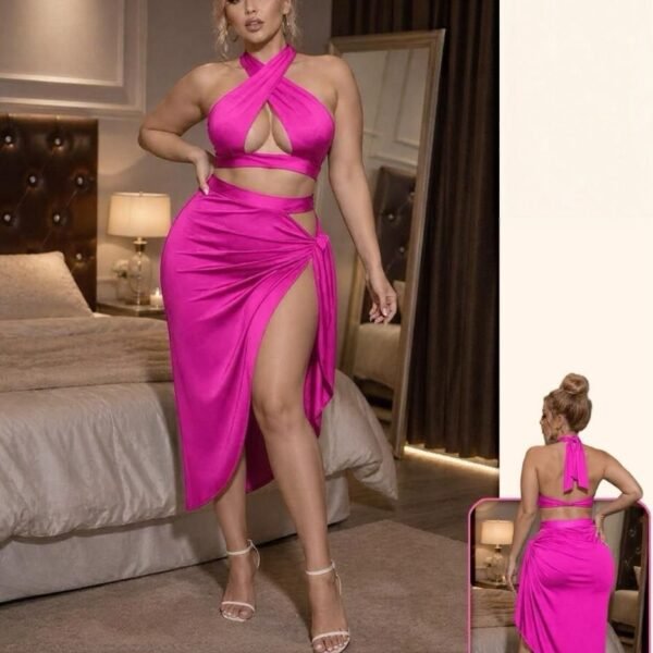 Sultry Criss-Cross Two-Piece Midi Set