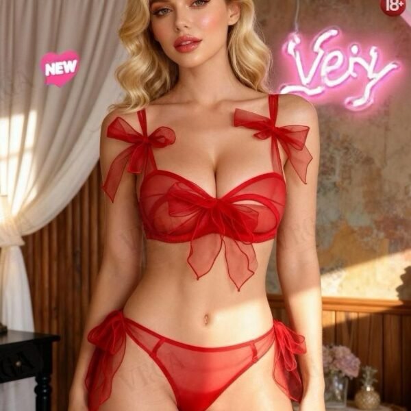 Sheer Bow Lingerie Set