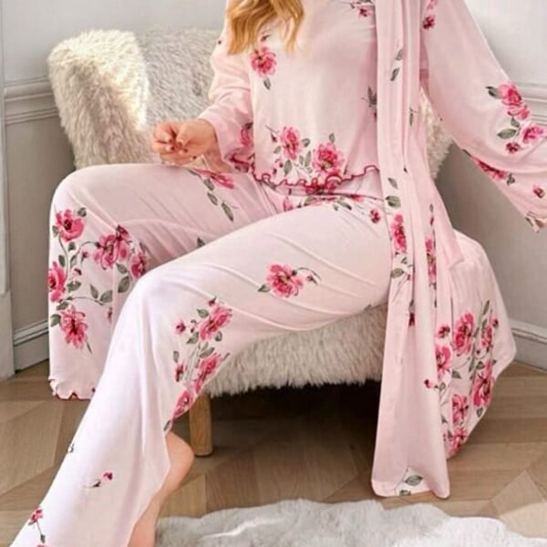 Chic 3-Piece Floral Loungewear & Pajama Set