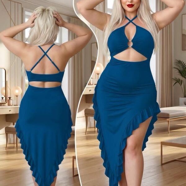 Chic & Seductive Criss-Cross Asymmetrical Ruffle Dress