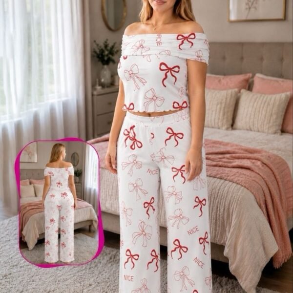 Chic & Cozy Bow-Print Loungewear Set