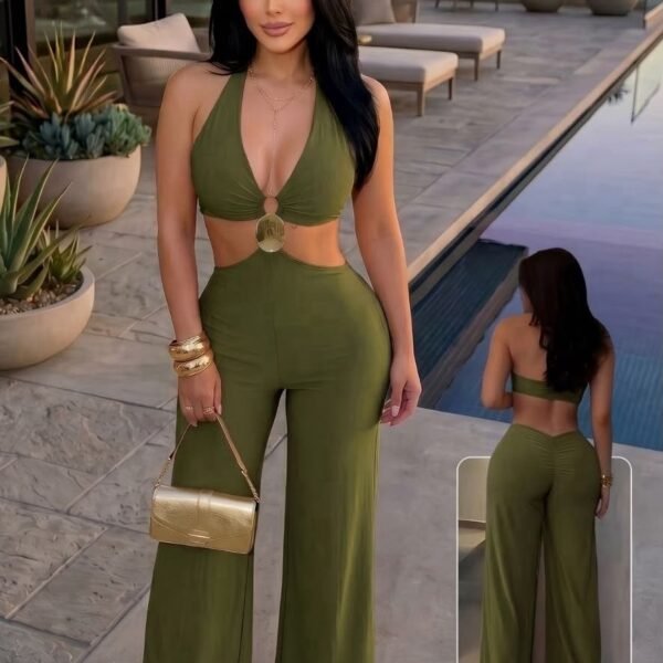 Glamorous Ring-Detail Cutout Halter Jumpsuit