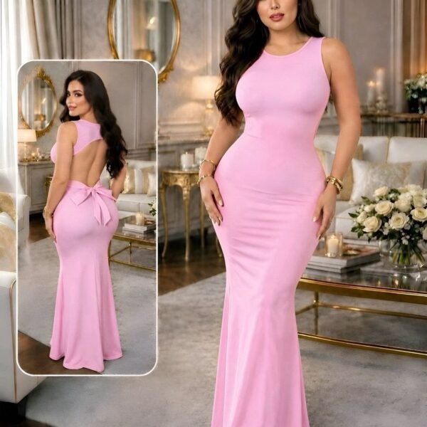 Elegant Bow-Back Cutout Mermaid Gown