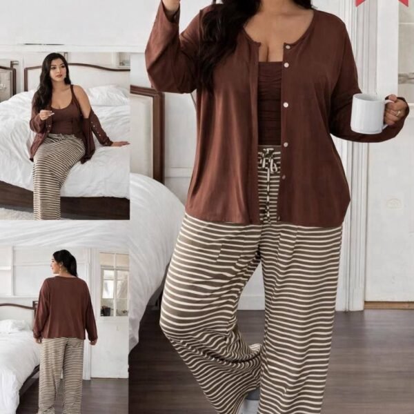 Women's Cozy 3-Piece Loungewear & Pajama Set – Plus Size Comfort