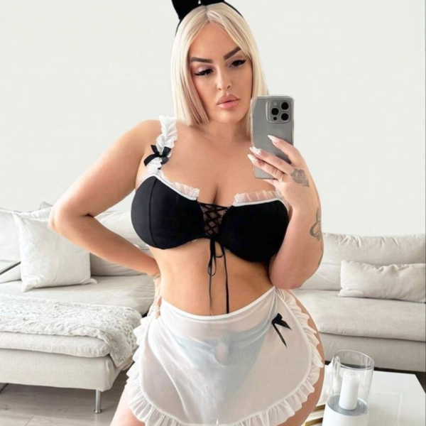 Black & White Ruffled Maid Bunny Lingerie Set
