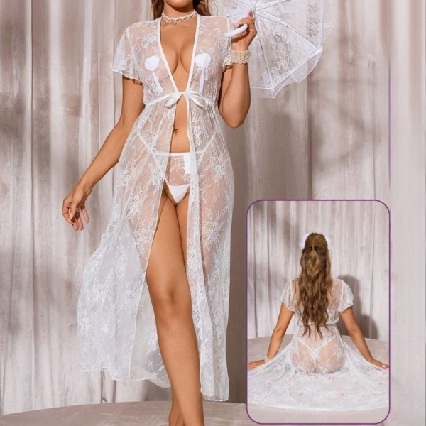 White Lace Bridal Lingerie Set – Elegant & Romantic